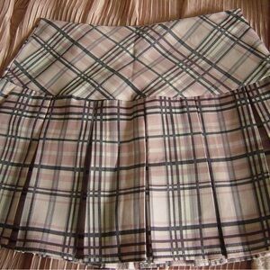 Pink Plaid Pleated Women's Mini Skirt
